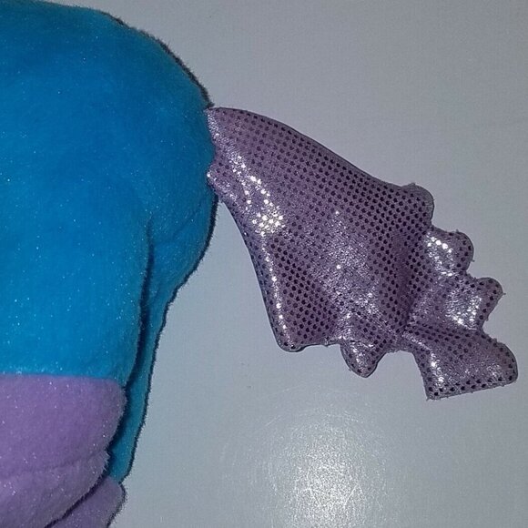 Blue Purple Unicorn Plush 8" Stuffed Animal Toy Lovey Silver Polka Dots - Picture 11 of 12